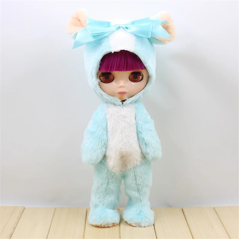 Ледяной DBS Blyth кукла шарнир синий розовый медведь костюм одежда наряды в стиле