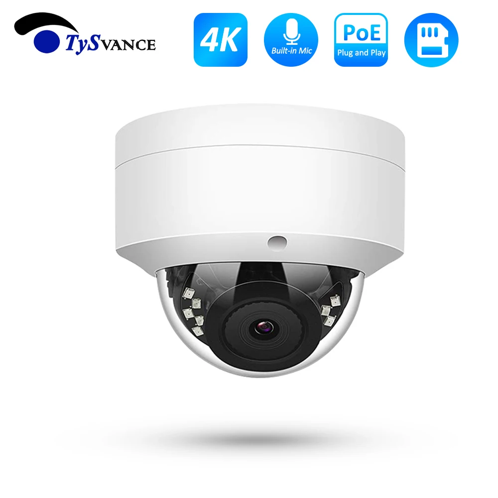Умная купольная IP-камера 4K POE водонепроницаемая камера видеонаблюдения с