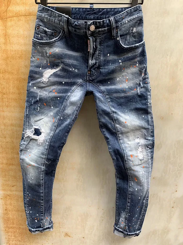 Европейские итальянские Брендовые прямые джинсовые брюки dsq мужские облегающие