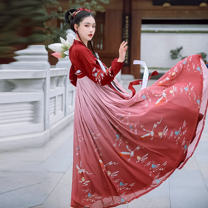 

Традиционное китайское платье принцессы Hanfu для женщин, Китайский народный танцевальный костюм, Женская праздничная одежда для сцены, DNV12773