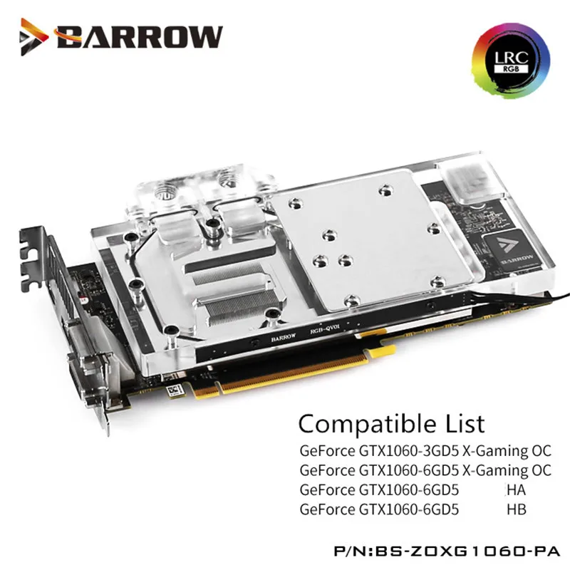Barrow ZOTAC GTX1060 GPU водяной блок Aurora Graphis карта с полным покрытием|Кулеры и системы
