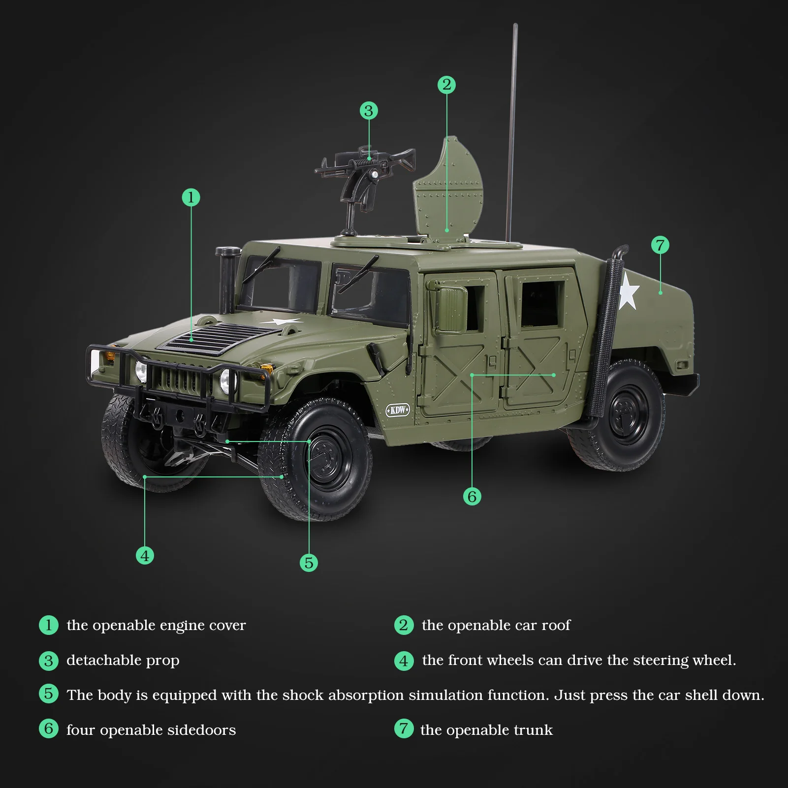 Новый KDW 1/18 масштабная модель автомобиля металла Военная Униформа