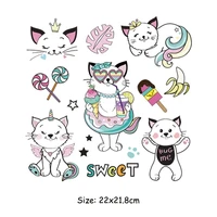cartoon cat heat transfer stickers on girl transfers clothing patches for doll custom stickers diy sewing applique cute decor