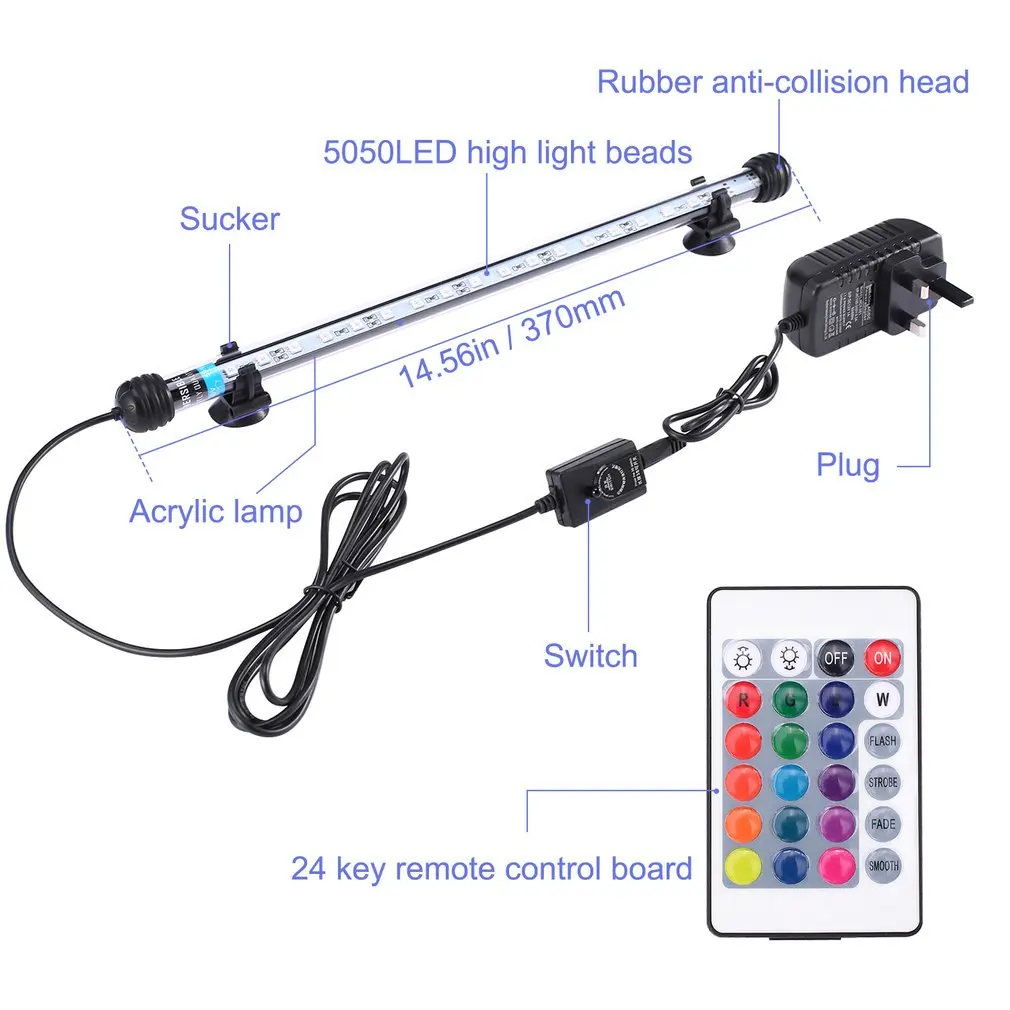 Светодиодный аквариумный аквариум лампа погружной с пультом дистанционного