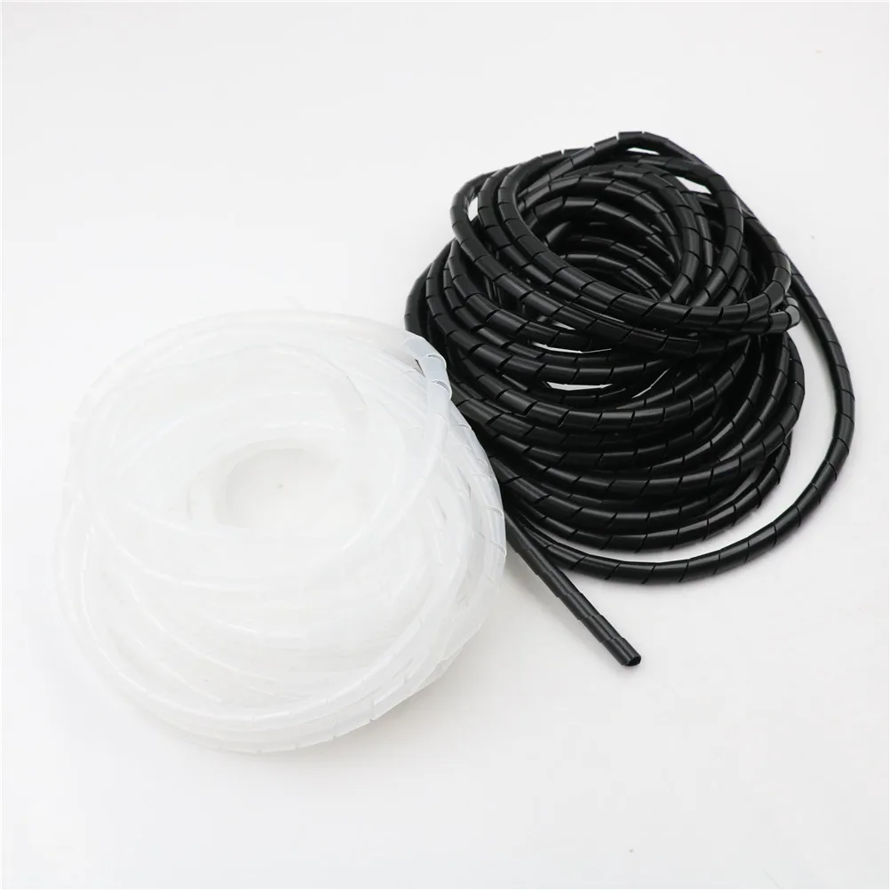 

6.5M 12mm Black Wire Spiral Wrap Sleeving Band Tube Cable Wire Protector Black White 1pc