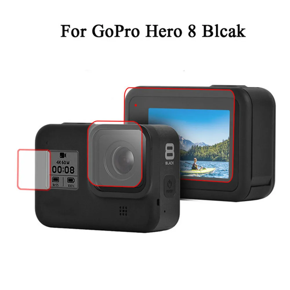 Защитный силиконовый чехол для GoPro Hero 8 черное закаленное стекло Защитная пленка