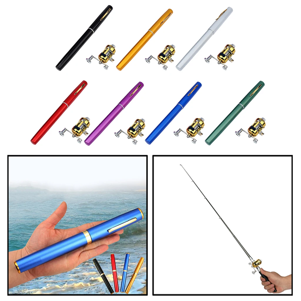 

5-section Mini Folding Fishing Rod Reel Combo Set Pocket Collapsible Fishing Kit Telescopic Fiberglass Ally Rod