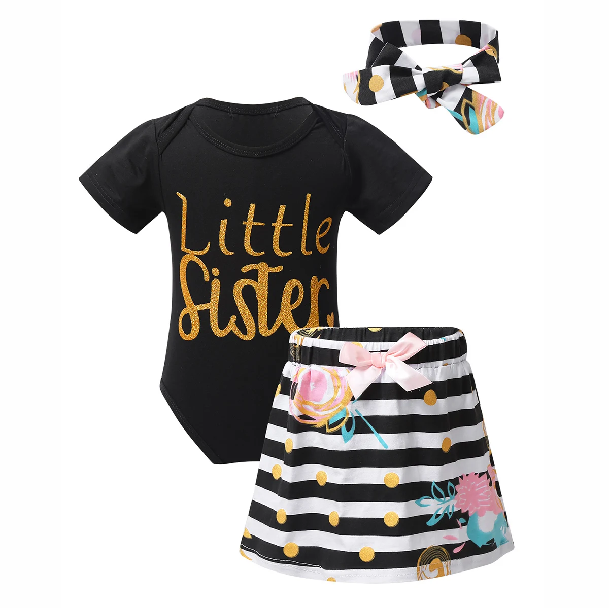 Детский летний комбинезон/футболка с юбкой в горошек и полосками | Мать ребенок