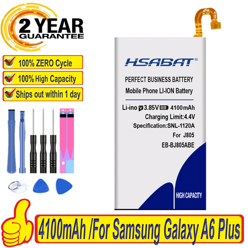 100% Оригинальный HSABAT 4100 мАч EB BJ805ABE аккумулятор для Samsung Galaxy A6 Plus + SM A605F A605G A6050 A605K A605FN