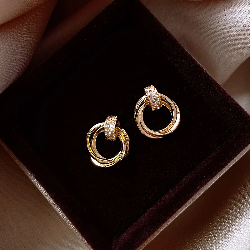 

2021 New Classic Multi Circle Pendant Earrings For Woman Fashion Korean Jewelry Luxury Small Earrings Girls Unusual Earrings