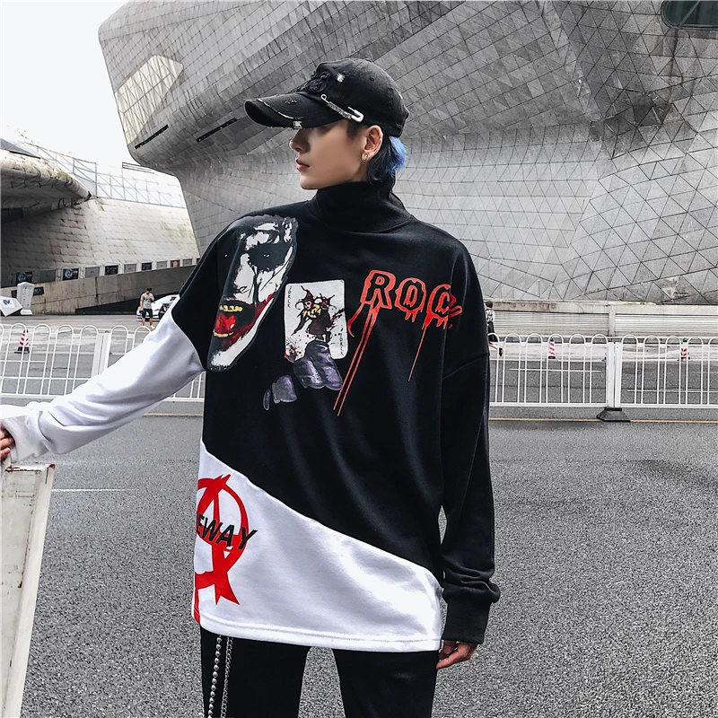 Мужская толстовка с воротником-стойкой принтом в виде феникса | одежда