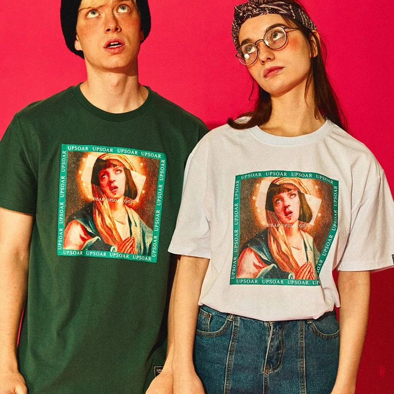 Футболка мужская с забавным принтом Девы Марии в стиле хип-хоп футболка коротким