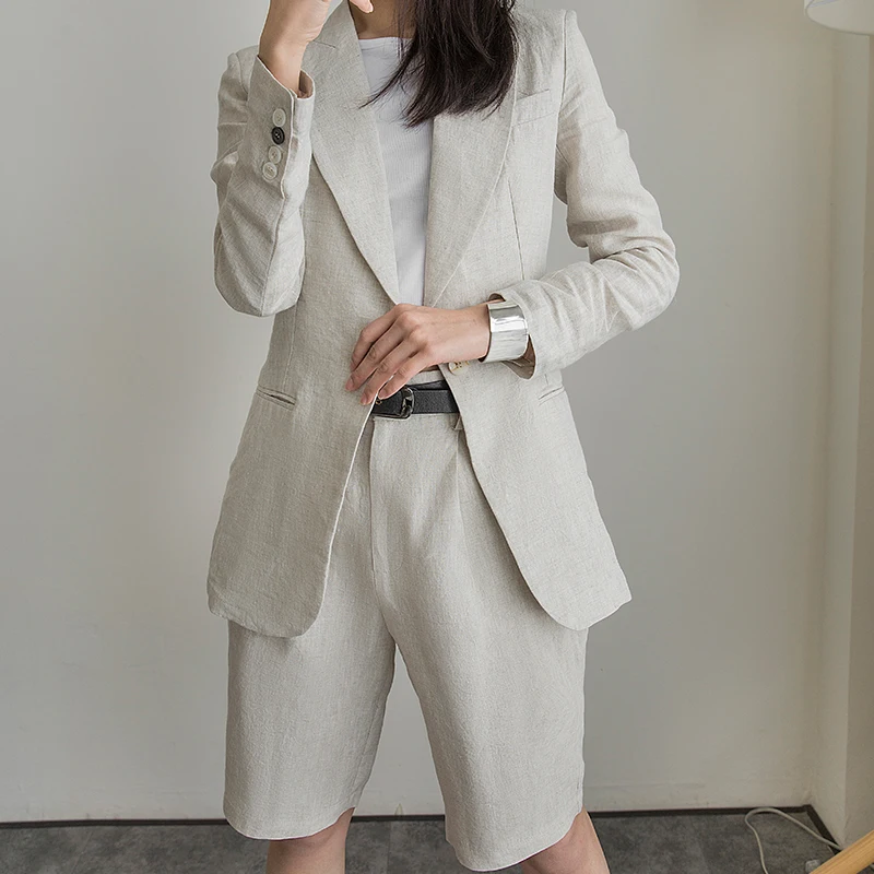 

new arrival fashion women spring OL temperament professional cotton linen suit breathable sun-proof comfortable simple jacket