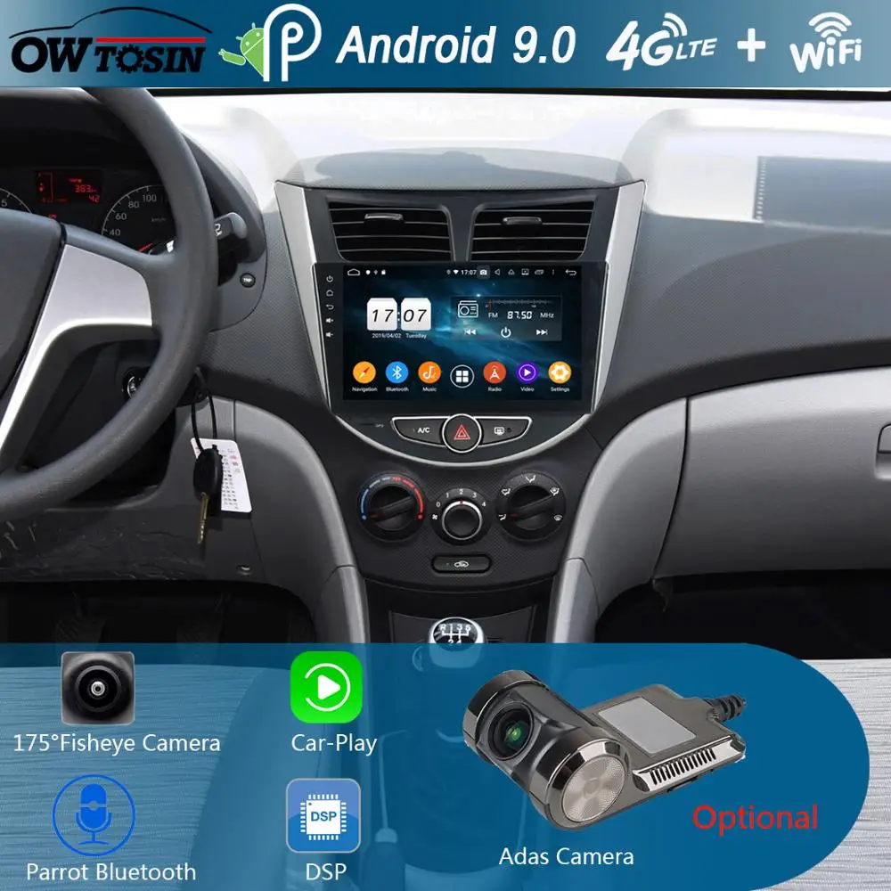 Автомобильный DVD Мультимедиа 9 &quotIPS 8Core 4 Гб 64 ГБ Android 0 для Hyundai Solaris Accent Verna 2010 2016