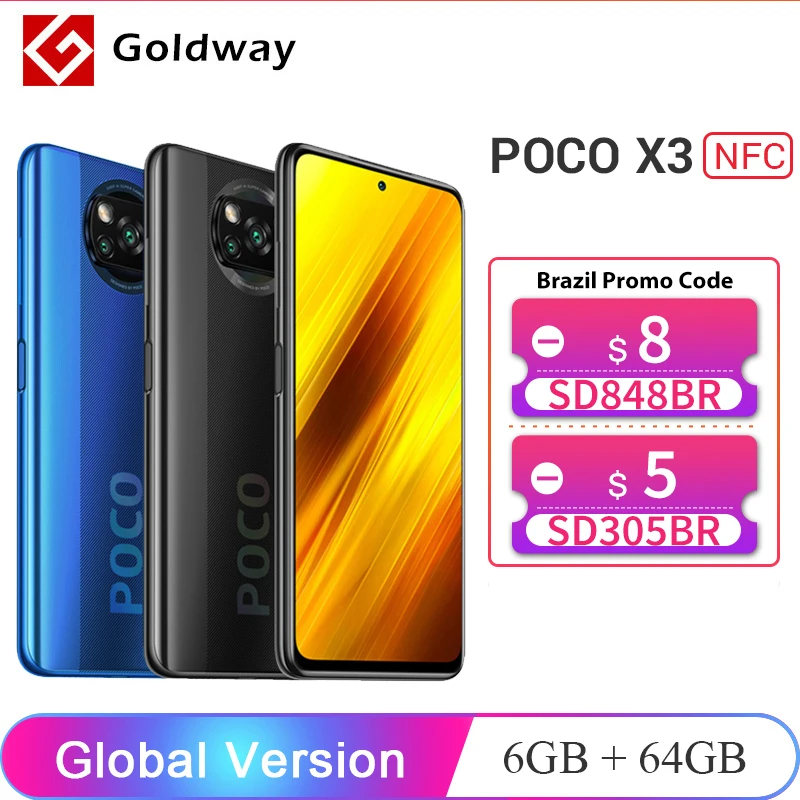 Глобальная версия POCO X3 NFC 6 Гб 64 Гб/128 мобильный телефон Snapdragon 732G мегапиксельная