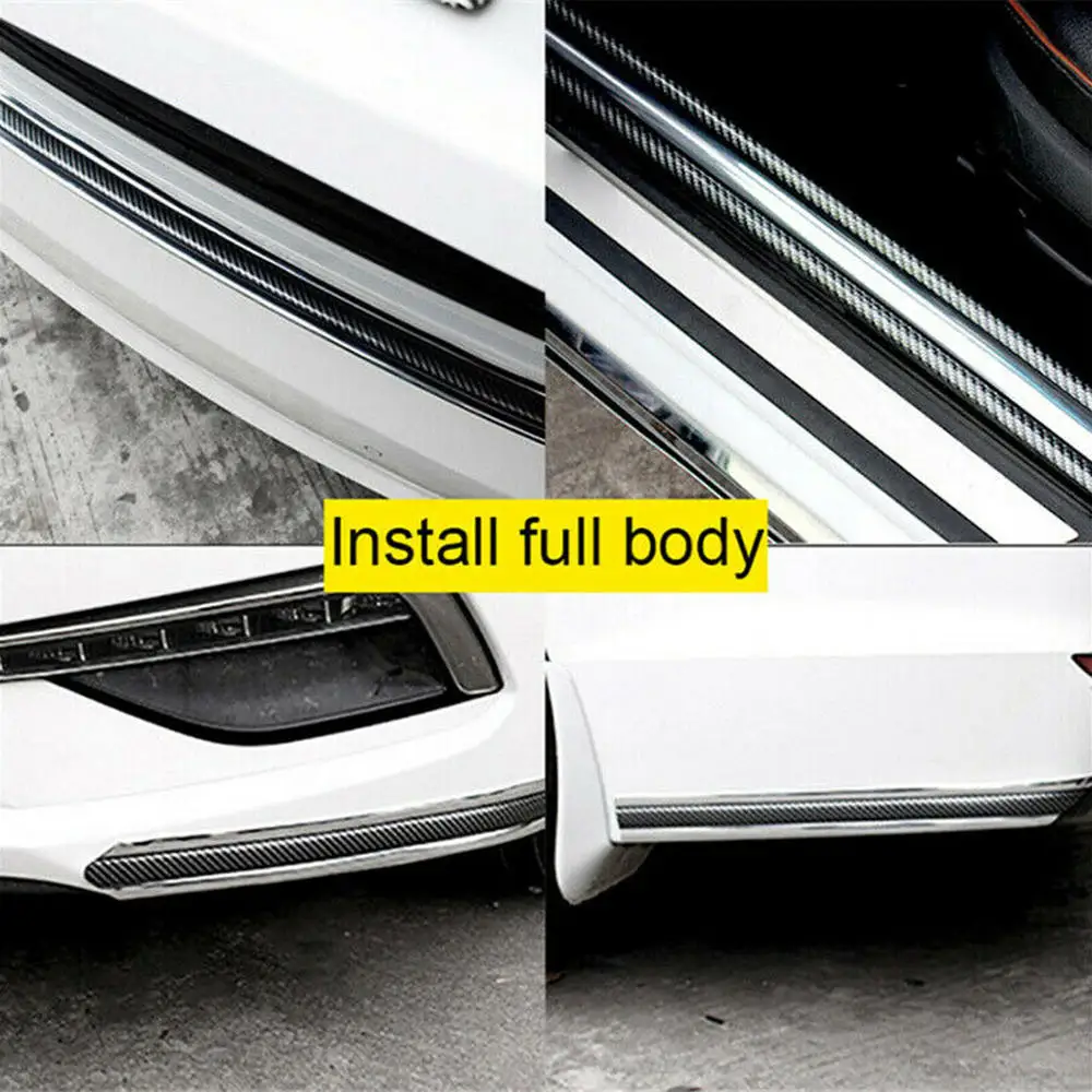 

1X New Car SUV Carbon Fiber Silver Door Sill Protector Trim Anti-collision New Door Sill Scuff Plate