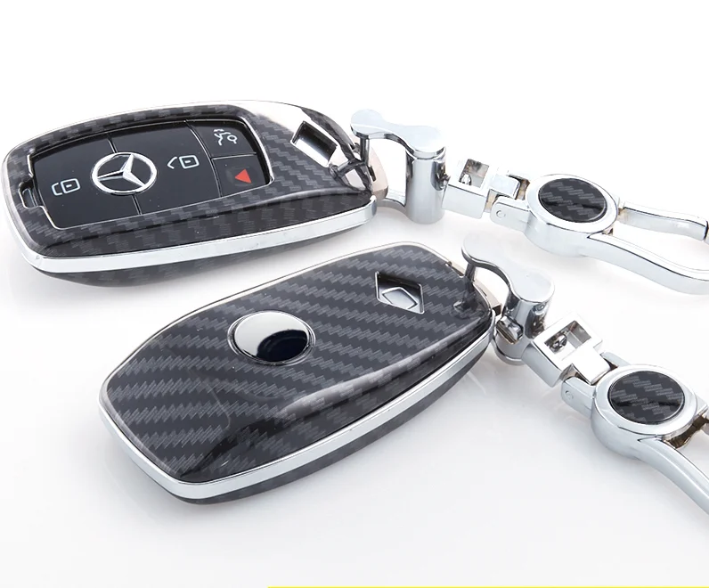 Модный чехол для автомобильных ключей из углеродного волокна с принтом Mercedes Benz