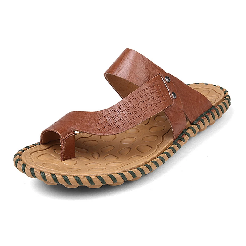

Мужские летние сандалии ручной работы; Кожаные пляжные шлепанцы с раздельным носком; Уличная спортивная прогулочная обувь; Мужские повседн...