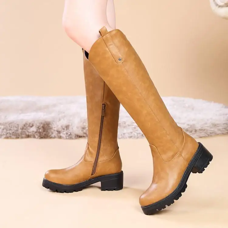 Сапоги до колена зимняя женская длинная обувь Botines Mujer коллекция 2019 года Размер 10