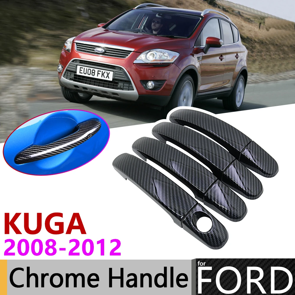 Черная крышка ручки двери из углеродного волокна для Ford KUGA MK1 2008 ~ 2012 2009 2010 2011