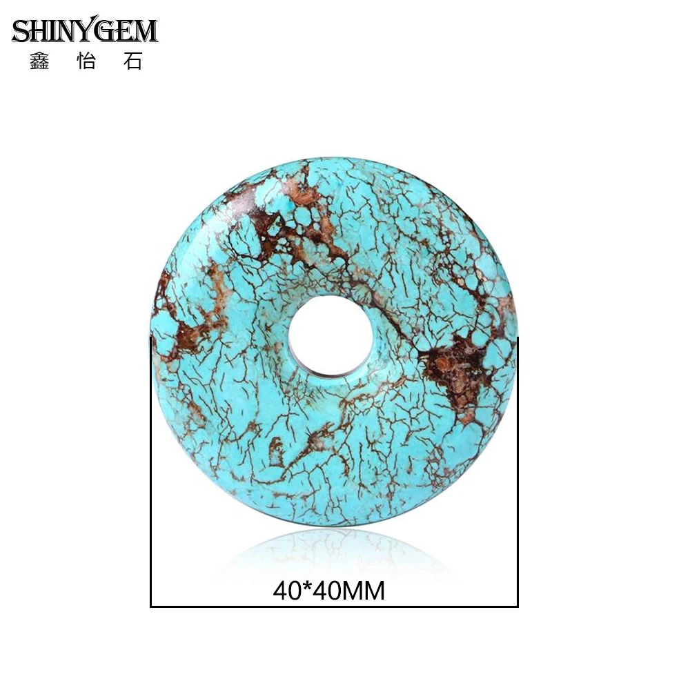 ShinyGem 40*40 мм Очаровательные Полые натуральные Круглые Бусы из бирюзы Гладкий