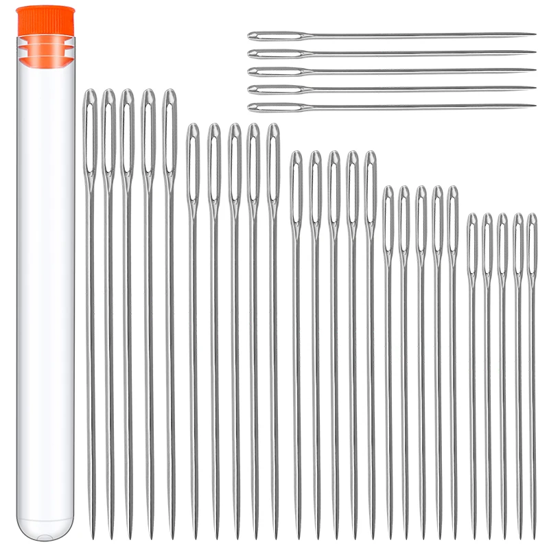 

LMDZ 30 PCS Large Eye Stitching Needles - 6 Sizes Stitching Needles, Big Eye Hand Sewing Needles in Needle Storage Tube