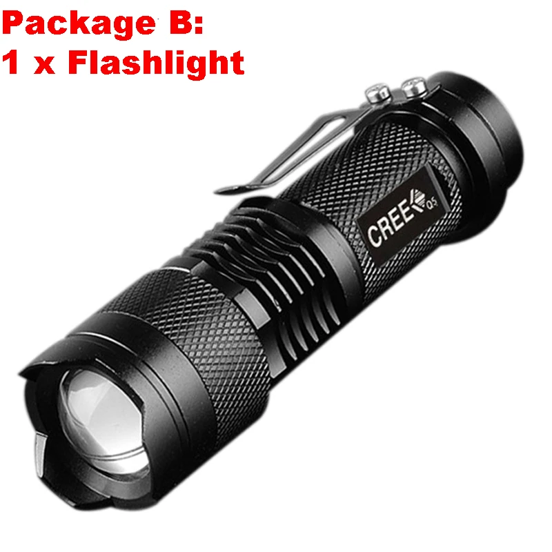Package B 4000LM Super Bright XM-L T6 Q5 LED Flashlight zoom torch waterproof flashlights 3-5 Modes Portable Tactical Flashlight Z50 - Испускаемый цвет: Package B