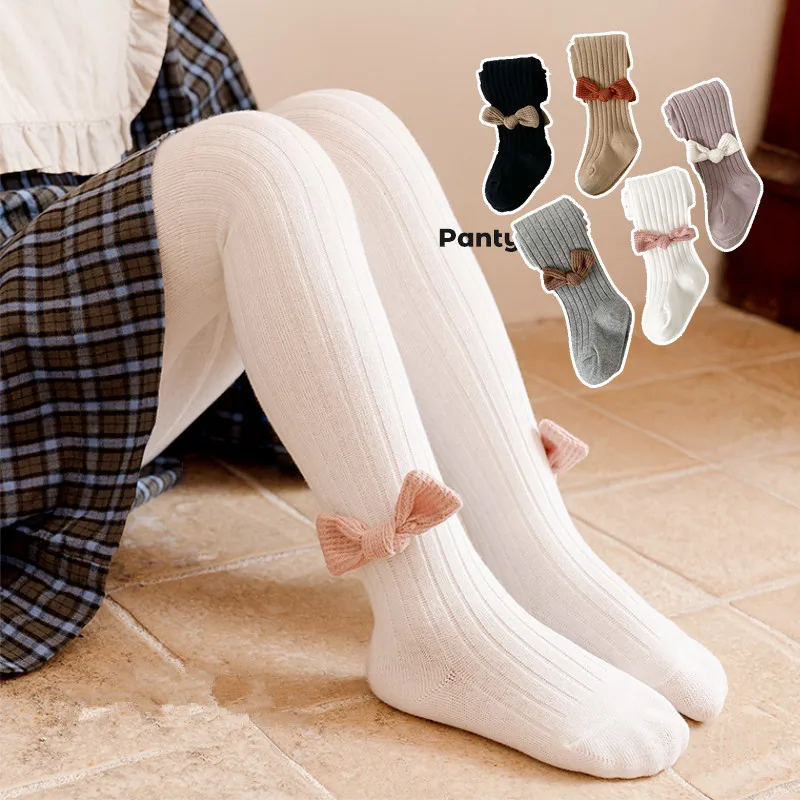 

Cute Bowknot Tights For Girls Cotton Knitted Winter Autumn Children Pantyhose Newborn Toddler Tights Baby Kids Stockings 1-12Yrs