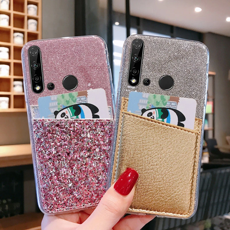 

Glitter Transparent Card Holder Wallet Case For Redmi Note 9s Pro Max 8 10X 5G Note 10 Pro Xiaomi Mi 10 Pro 11 Lite K20 K30 Pro