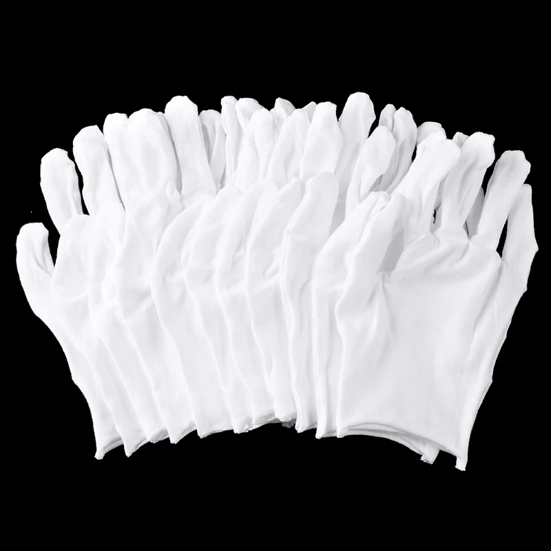 

6 Pairs White Cotton Gloves Soft Jewelry Gloves For Jewelry Inspection Work Multi Garden Household Cleaning Work Gloves Antidust