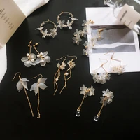 2021 new flower handmade bohemia boho earrings women fashion long hanging earrings crystal female wedding earings party jewelry