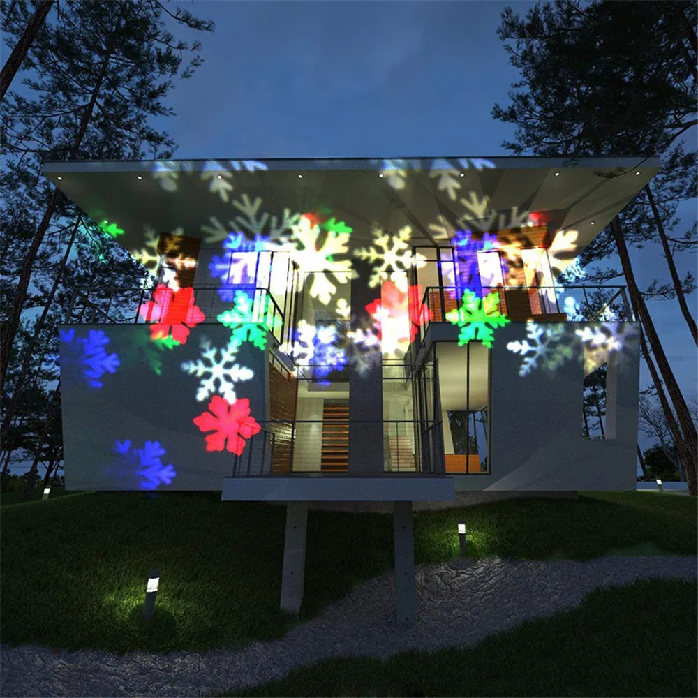

Christmas Snowflake Projector Light Outdoor Moving Snowflake LED Landscape Laser Projector Lamp for Halloween Wedding Party