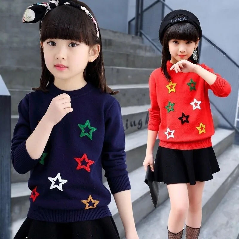 Одежда для девочек Свитер Детский джемпер Модный тренд Бархатная утепленная
