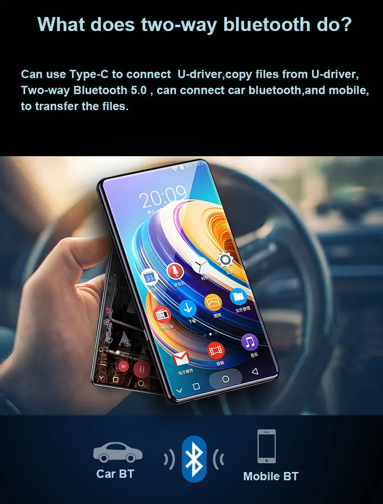JWD orginial wifi Bluetooth MP4 плеер MP3 MP5 воспроизведение музыки ips полный сенсорный экран 5,0 дюймов