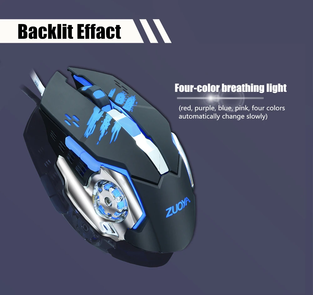 ZUOYA игровая мышь USB Проводная оптика Micel светодиодный с подсветкой игра Mause для ПК ноутбука pro gamer