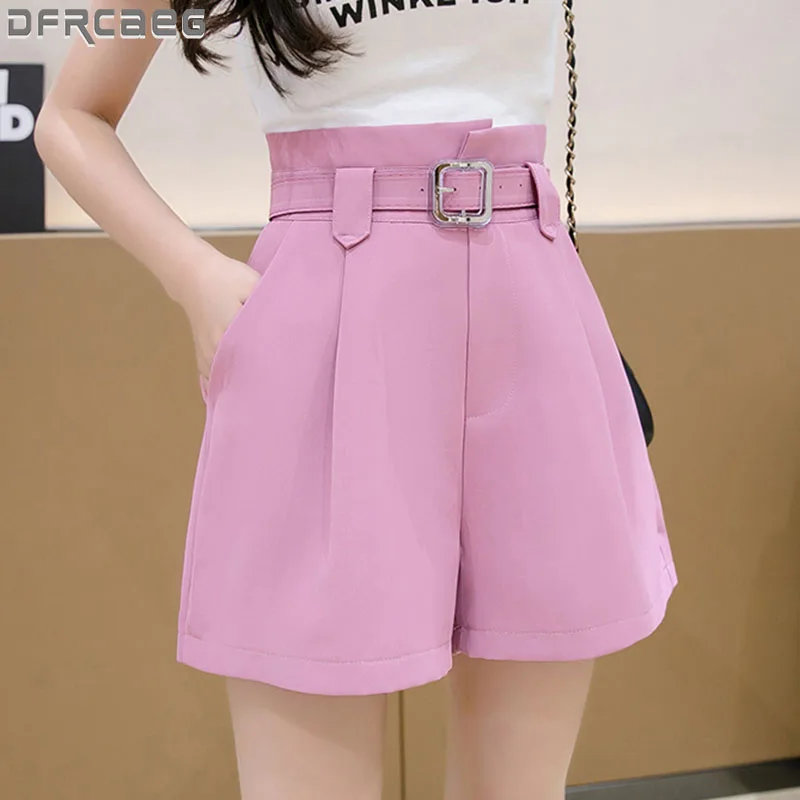 Шорты женские с завышенной талией и широкими штанинами Модные свободные