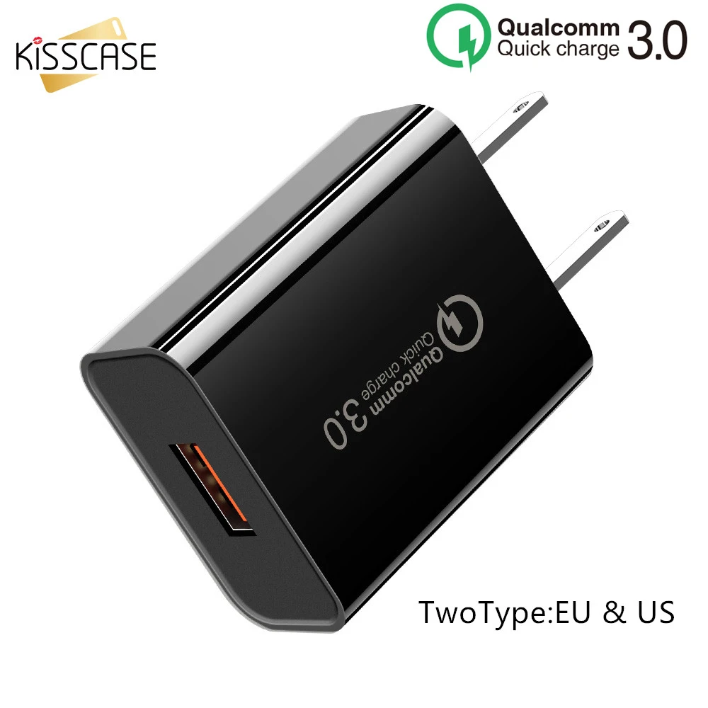 KISSCASE ЕС США Быстрая зарядка сетевой адаптер QC 3 0 18 Вт Зарядное устройство для