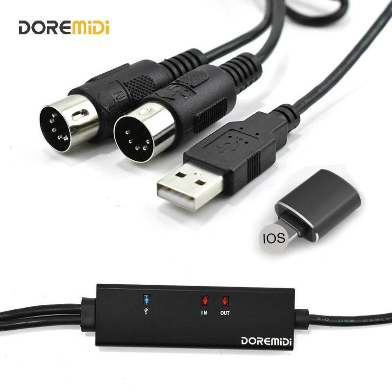 DOREMiDi миди USB зарядный кабель конвертер со световым индикатором FTP Proceesing чип MTU-10 OTG