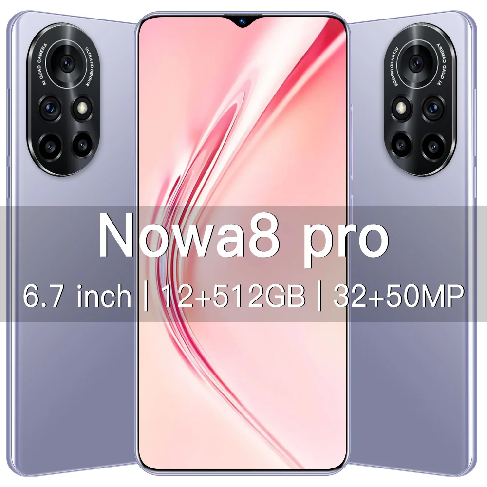 Nova8 Pro 12 ГБ 512 6 7 дюймов 32 + 50 Мп 6800 мАч Carema сотовый телефон 4G/телефон с двумя