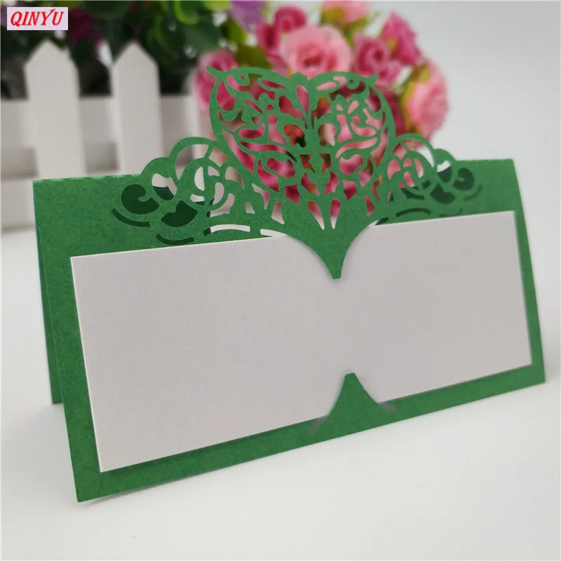 10/50/100pcs Pearlescent Heart Lace Name Place Cards Wedding Decoration Table Birthday Greeting Card Party Supplies 5zSH871 | Дом и сад