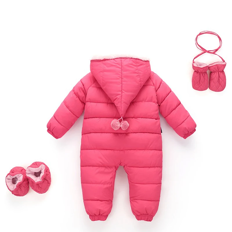 Для новорожденных Комбинезоны для маленьких мальчиков и девочек Зимние теплые
