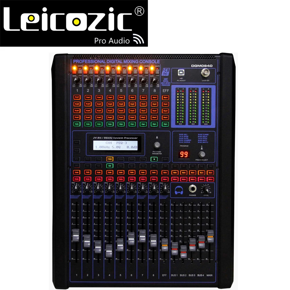 Leicozic 8-канальный цифровой смесители Профессиональный цифровой микшерный пульт dj определения консоль DGM840 миксер аудио цифровой мини-миксер для монтажа в стойку