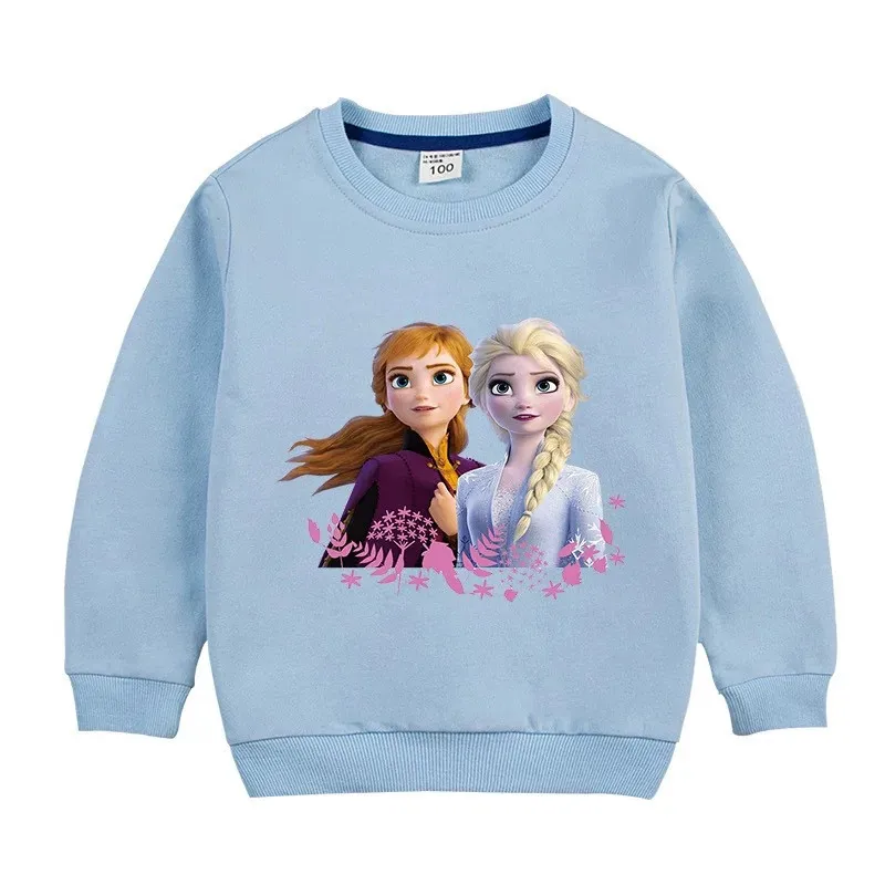 Spring Autumn Disney Frozen Elsa Anna Girl Hooded Sweatshirts Cotton Cartoon Print Kids Pullover Tops Children Sportswear | Детская