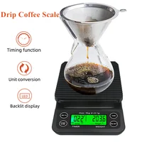 Электронный безмен для кофе, Кухонные цифровые весы с ЖК-дисплеем и таймером для весы высокой точности 3 кг/0,1 г/5 кг/0,1