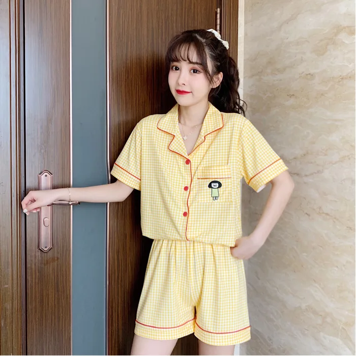 

Cute Sailor Moon Print Women Pajamas Sets Summer Short Sleeve Cotton Sleepwear Pink Pijama Mujer Female Nightsuit