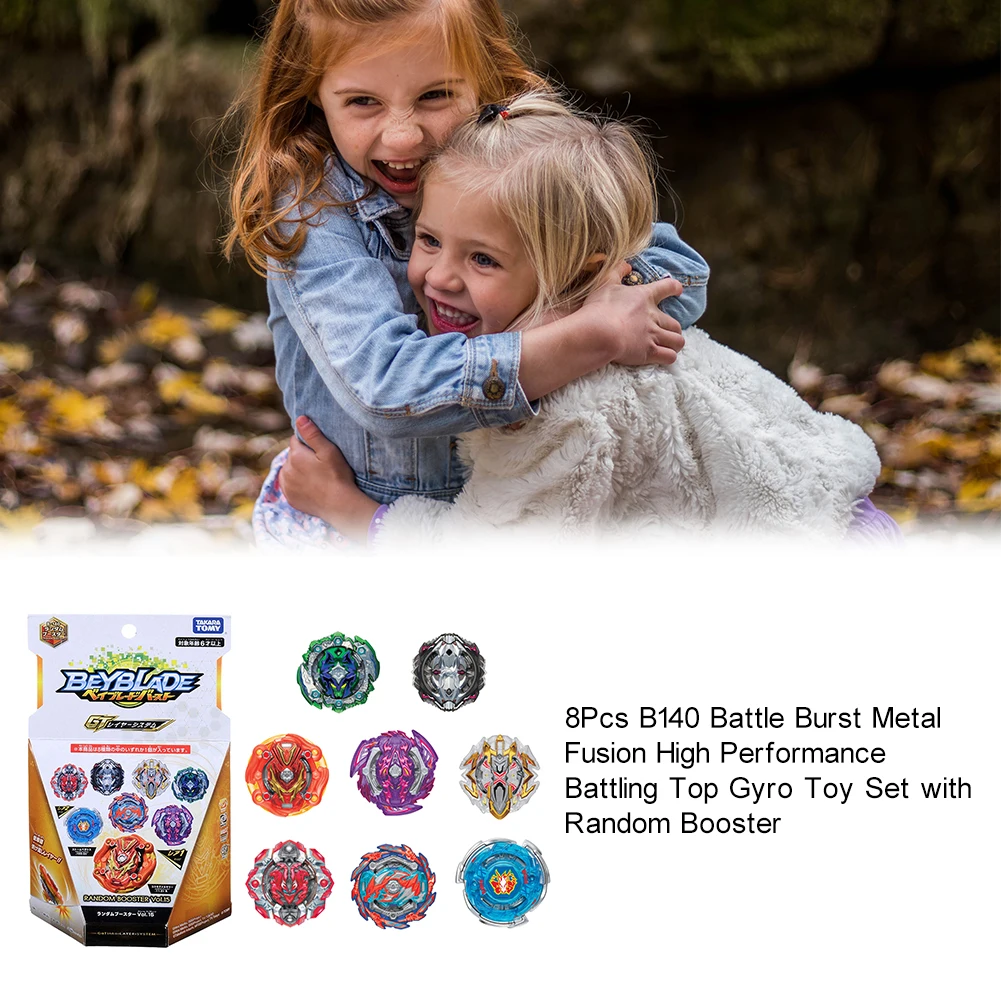 

8Pcs B140 Battle Burst Metal Stress Relief Gyro Toy Set With Random Booster Finger Spinner Toys For Children Adults