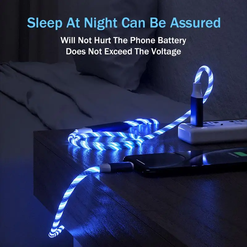 LED Luminous Micro USB Type C Glowing Charging Cable 3 in 1 For Iphone X Huawei Xiaomi Redmi Note 5/5A Cell Phone Charger Cable