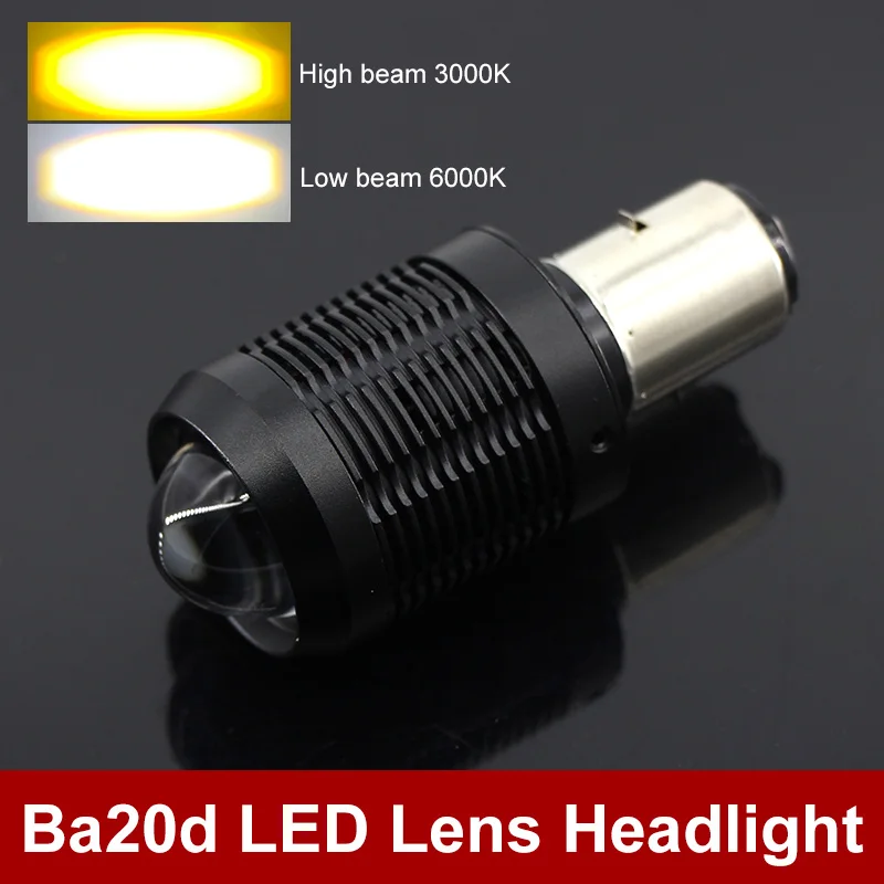 

1 шт. светодиодная фара BA20D H6 для мотоцикла, велосипеда, мопеда, скутера, квадроцикла, фара двойного цвета, белый, желтый, мотоциклетный дневно...
