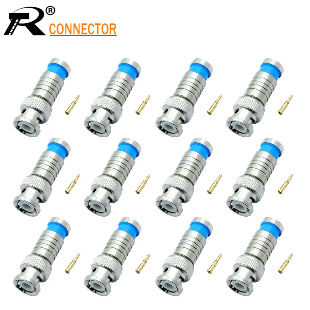 

BNC Compression Connector Male Jack Adapter for Coaxial RG59 RG6 Cable Adapter for Security System CCTV Camera Accessories