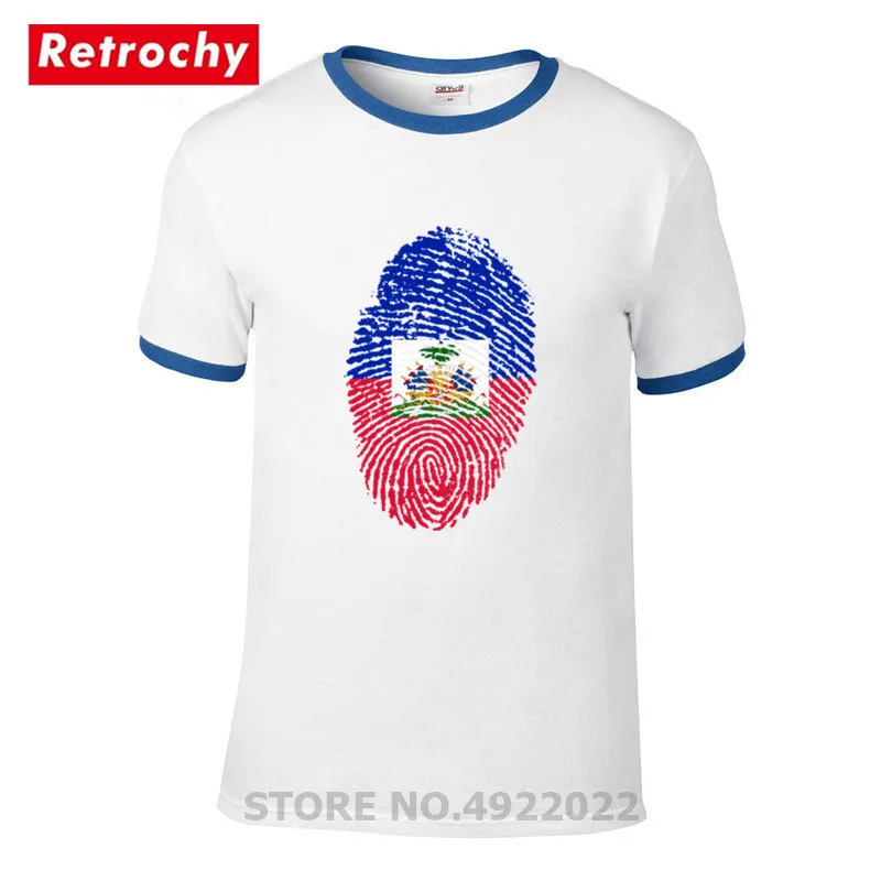 Гаити флаг отпечатков пальцев футболка оптовая продажа на день рождения